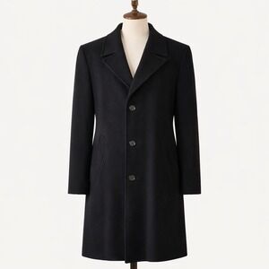 Vintage 90s Ralph Lauren Womens XL Wool Pea Coat Lined Black Button Long Jacket
